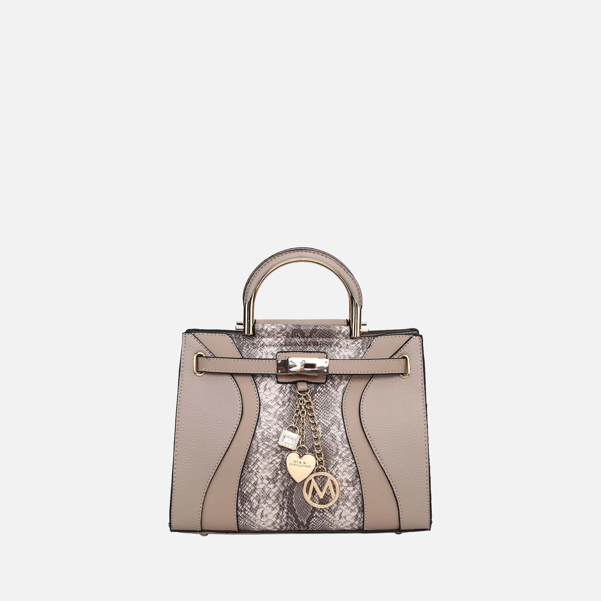Cassia Snake Embossed Satchel Bag