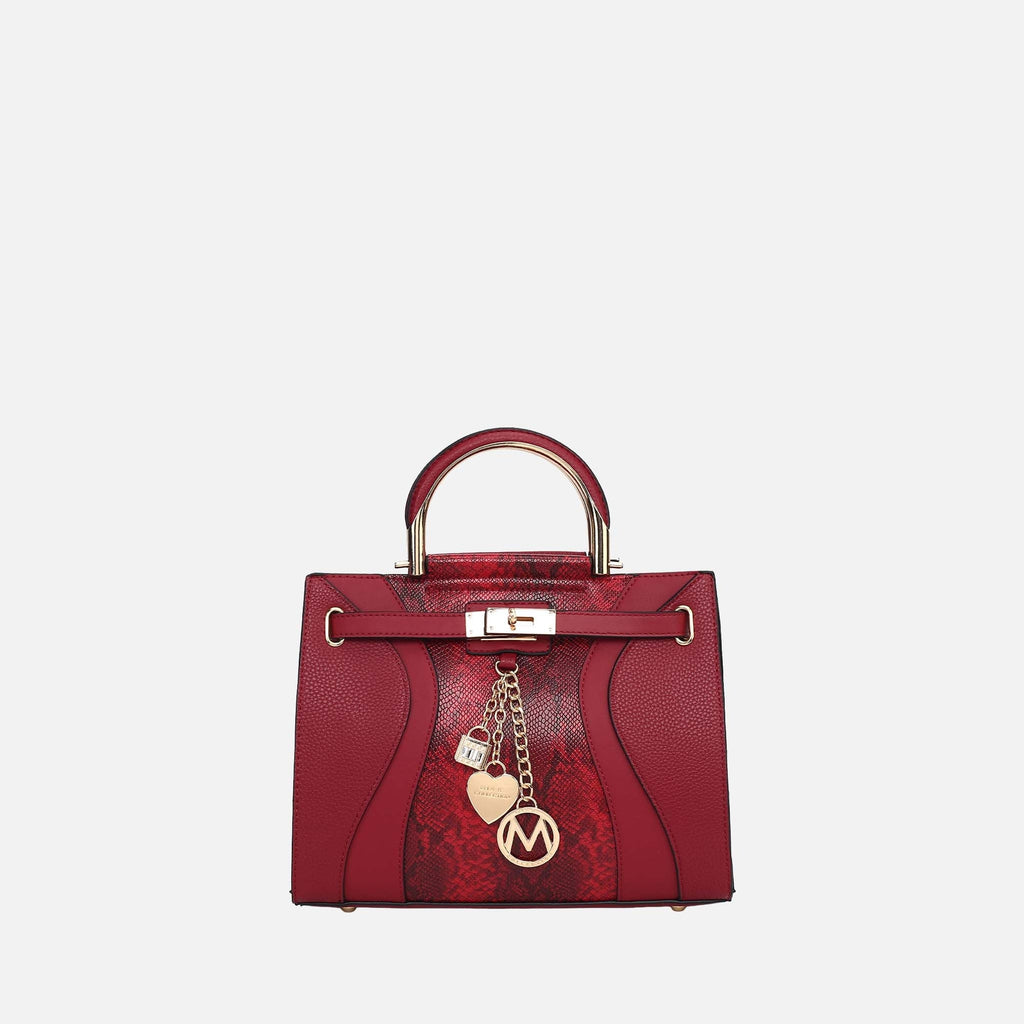 Cassia Snake Embossed Satchel Bag