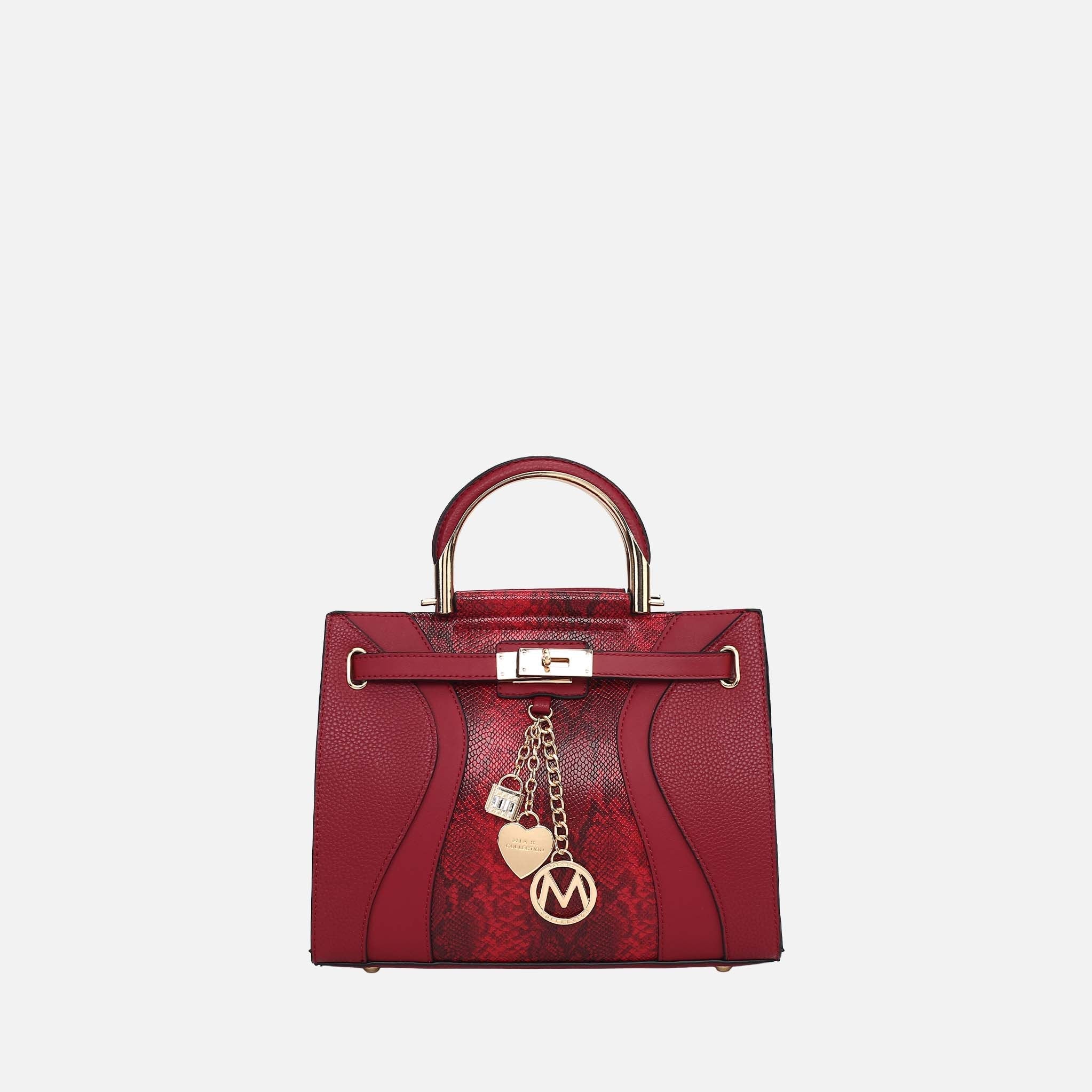Cassia Snake Embossed Satchel Bag