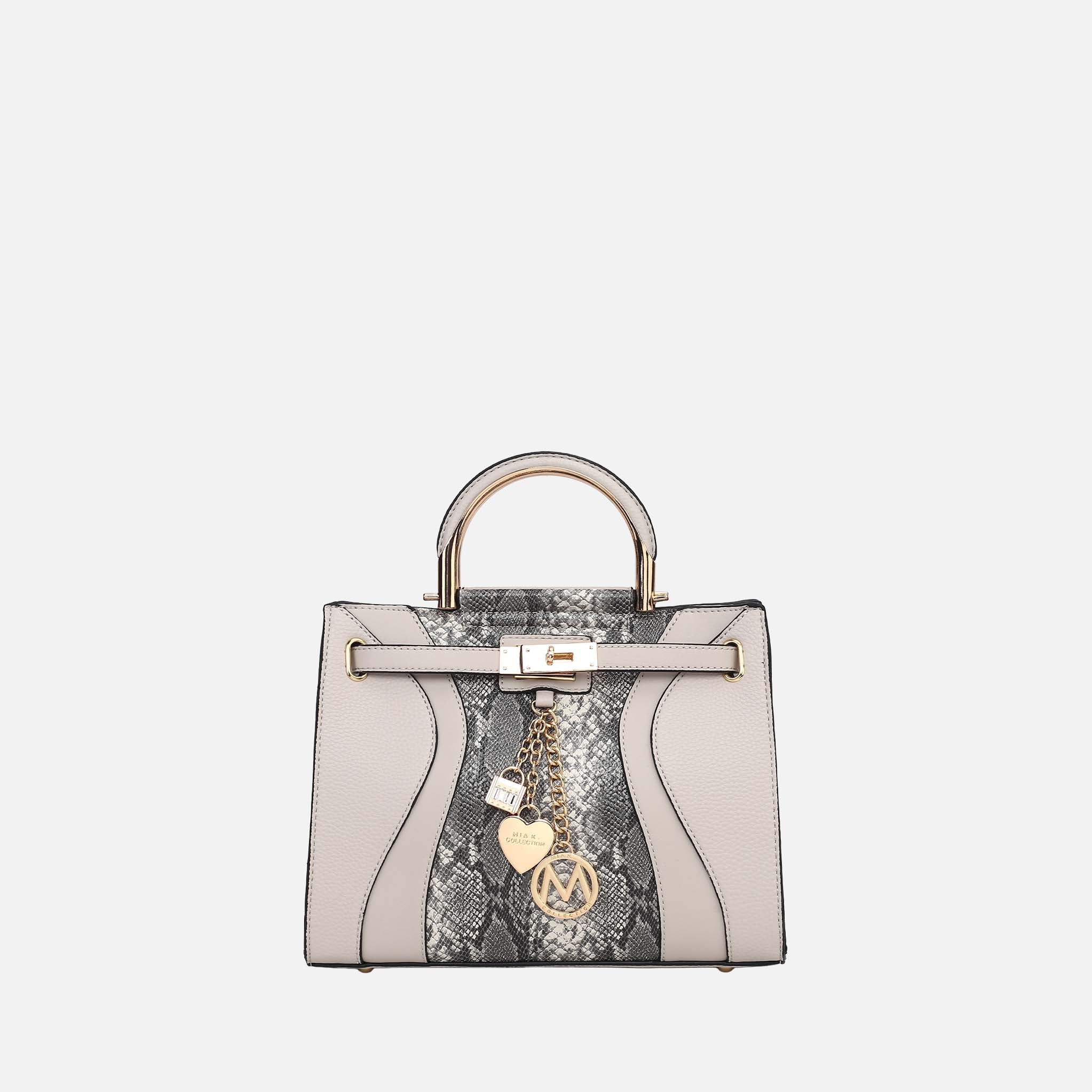 Cassia Snake Embossed Satchel Bag