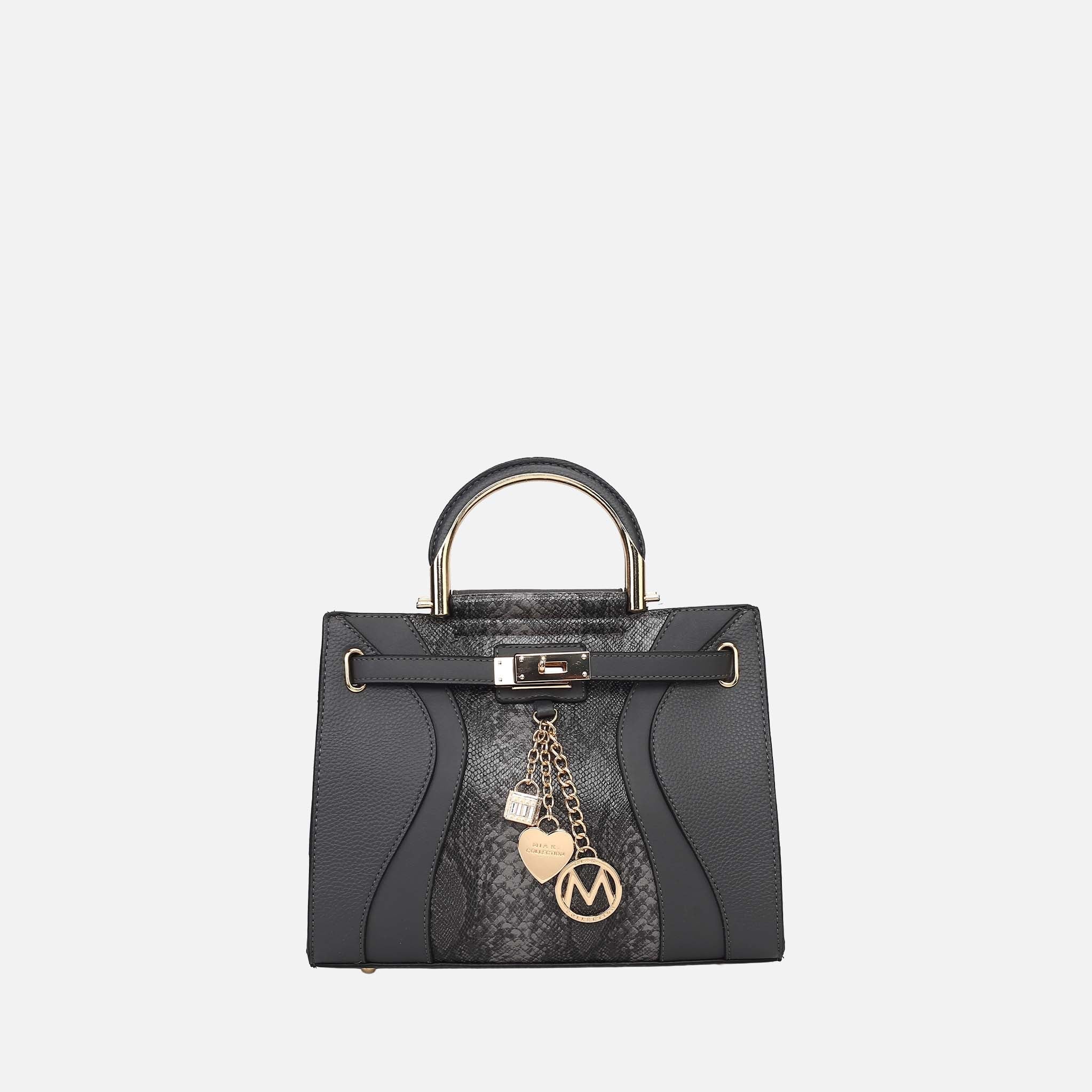 Cassia Snake Embossed Satchel Bag