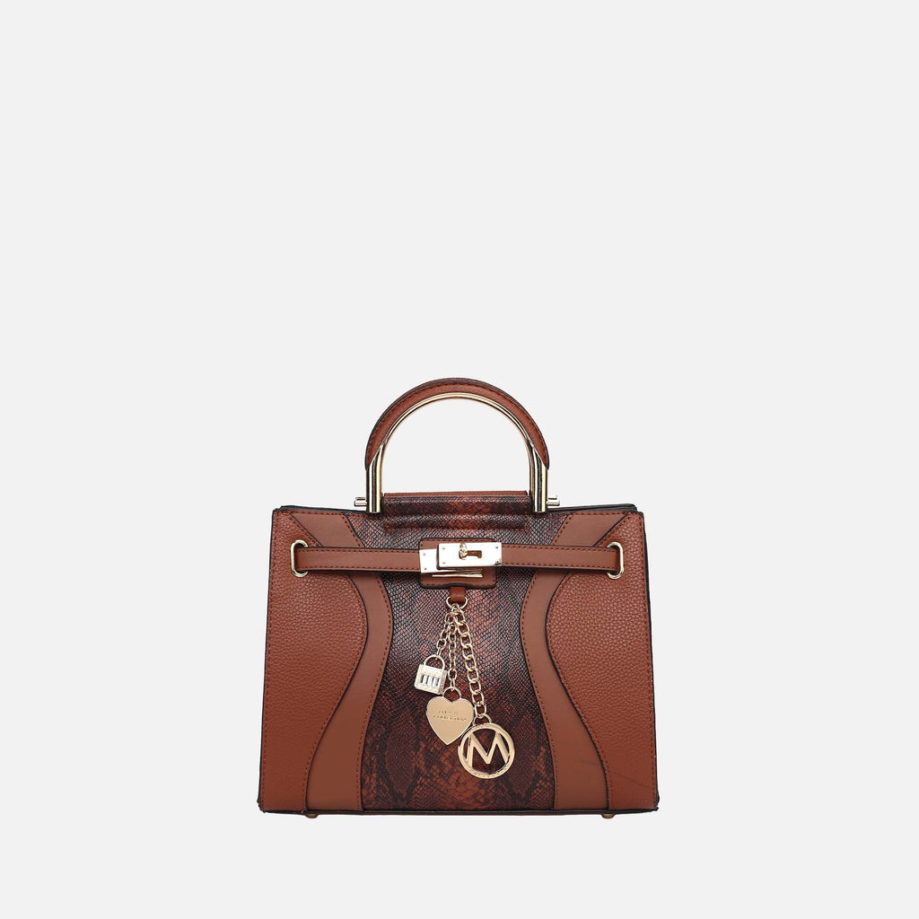 Cassia Snake Embossed Satchel Bag