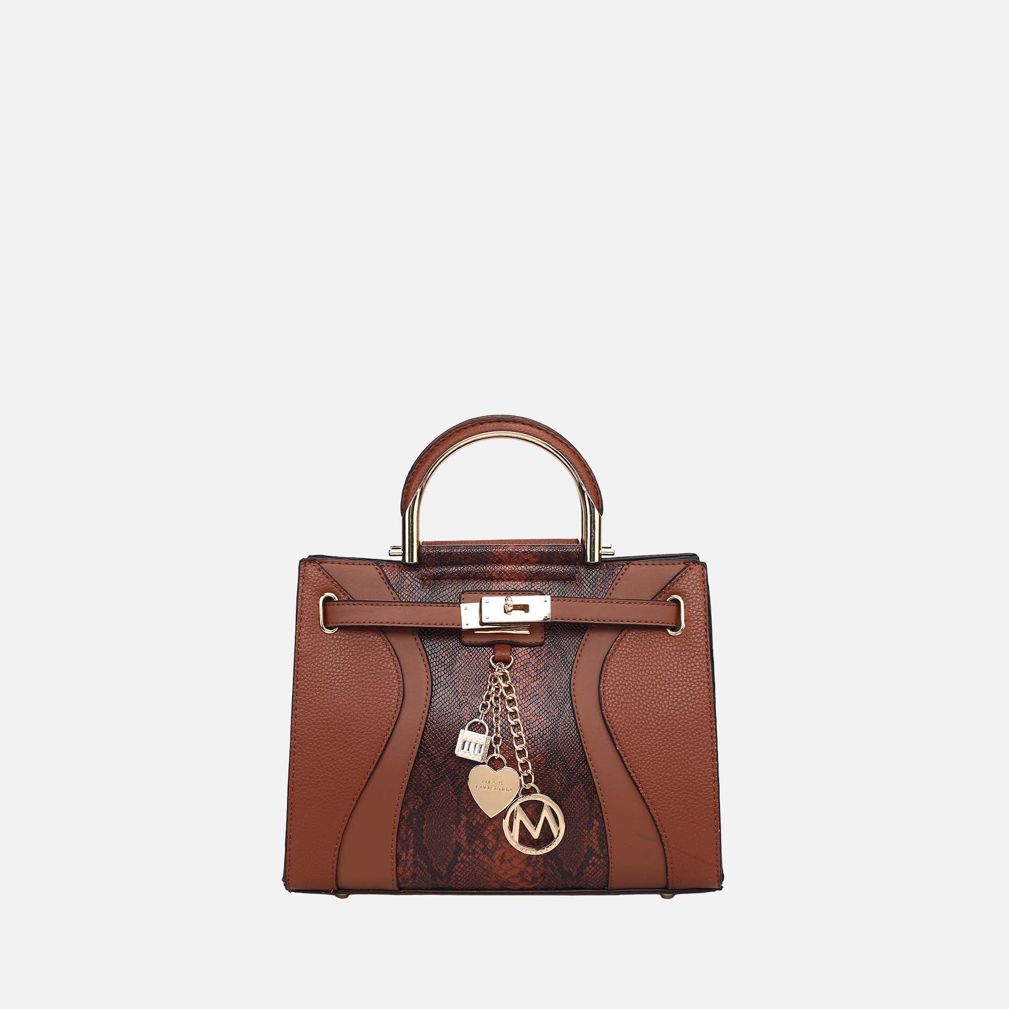 Cassia Snake Embossed Satchel Bag