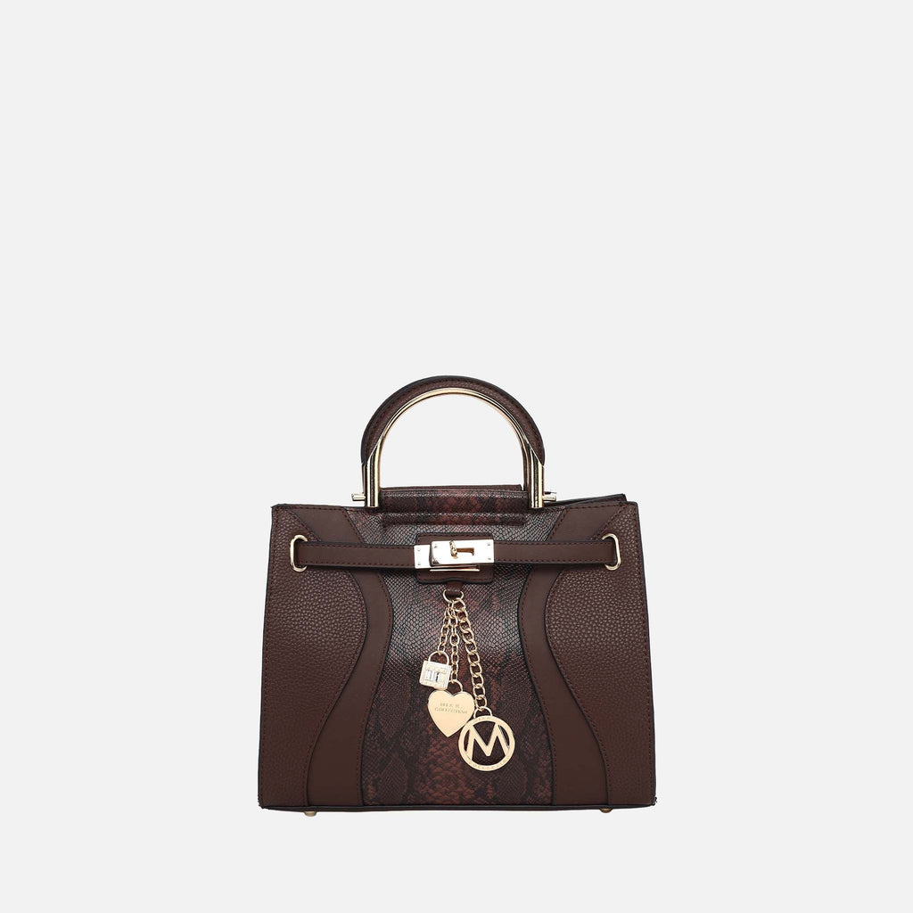 Cassia Snake Embossed Satchel Bag