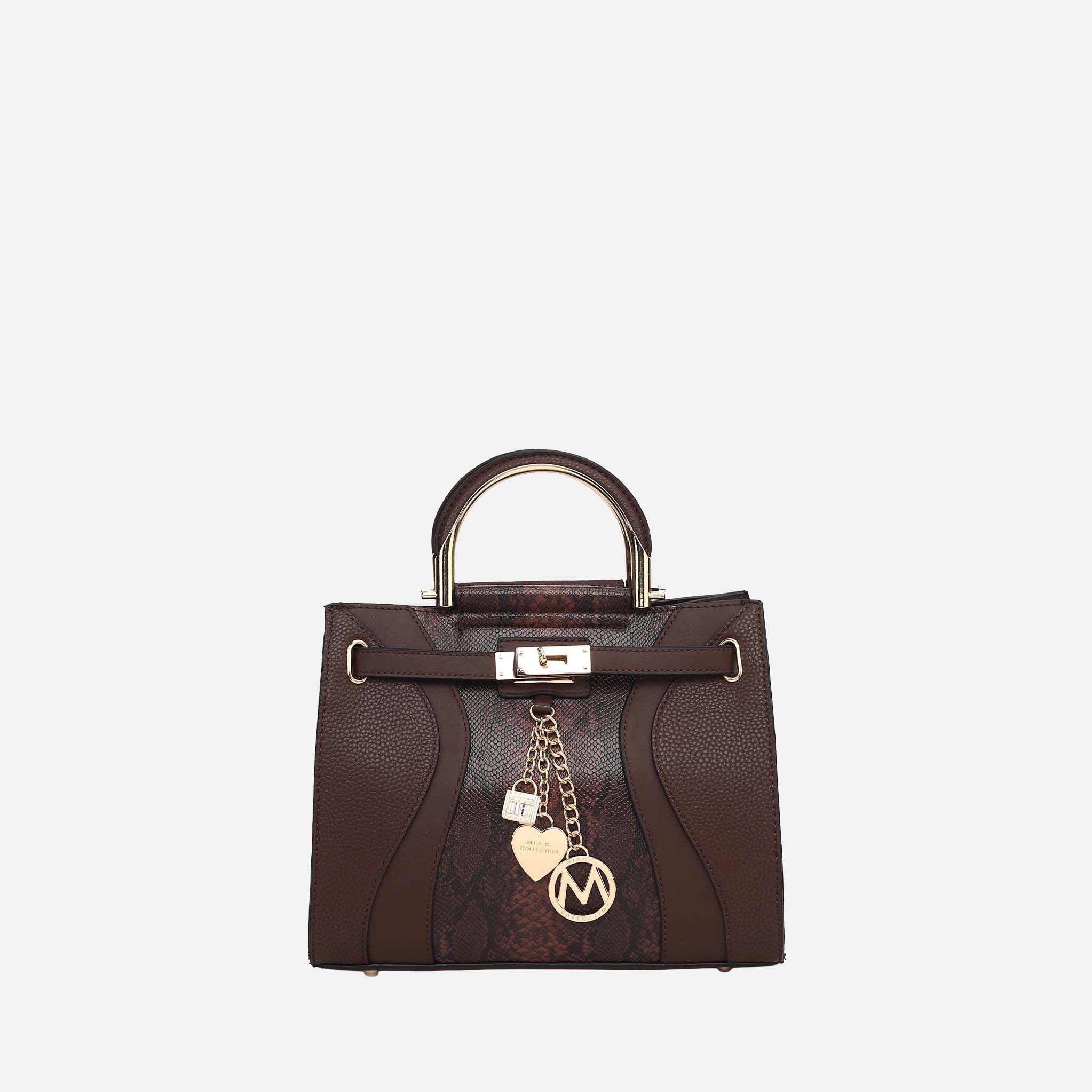 Cassia Snake Embossed Satchel Bag