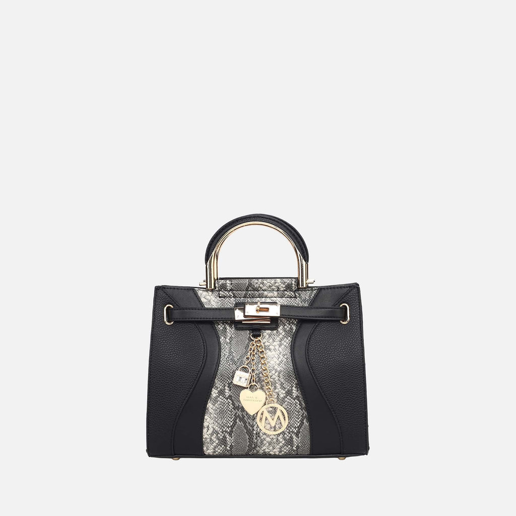 Cassia Snake Embossed Satchel Bag