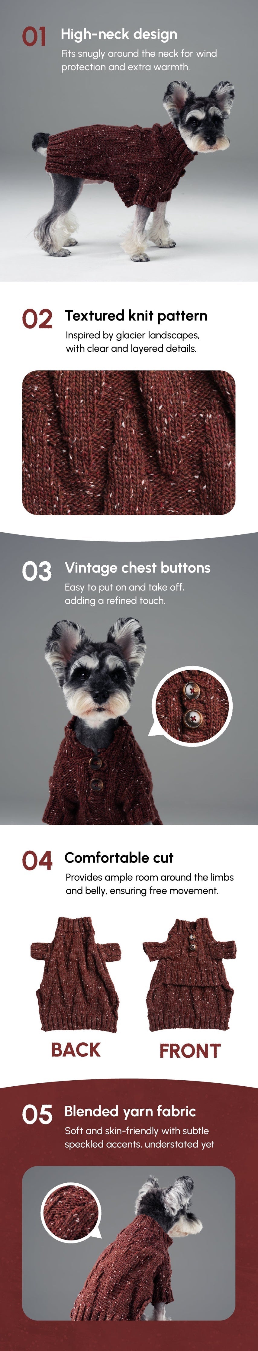 GLACIER PET SWEATER - BURGUNDY