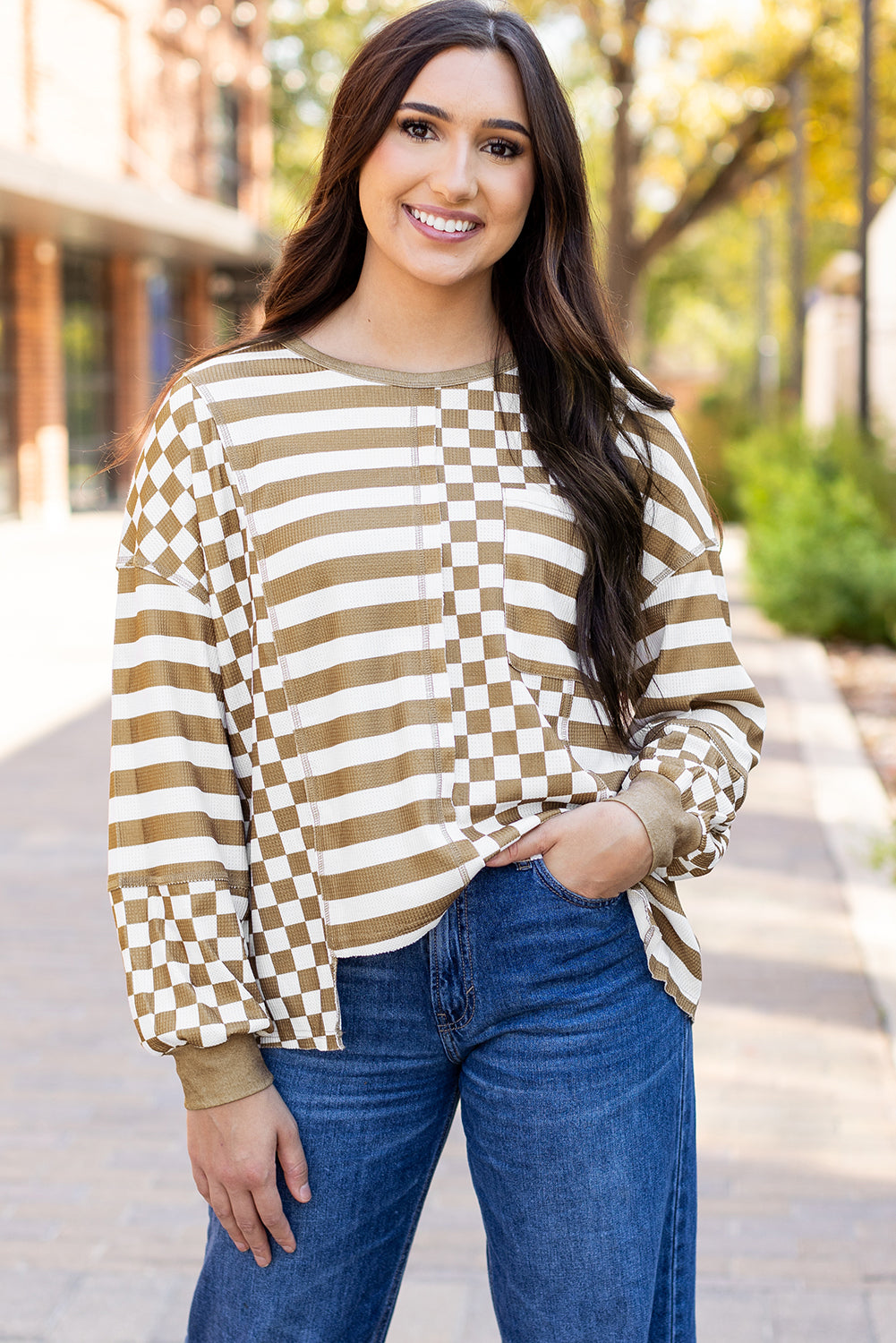Fatima Patchwork Lantern Sleeve Blouse by Threaded Pear