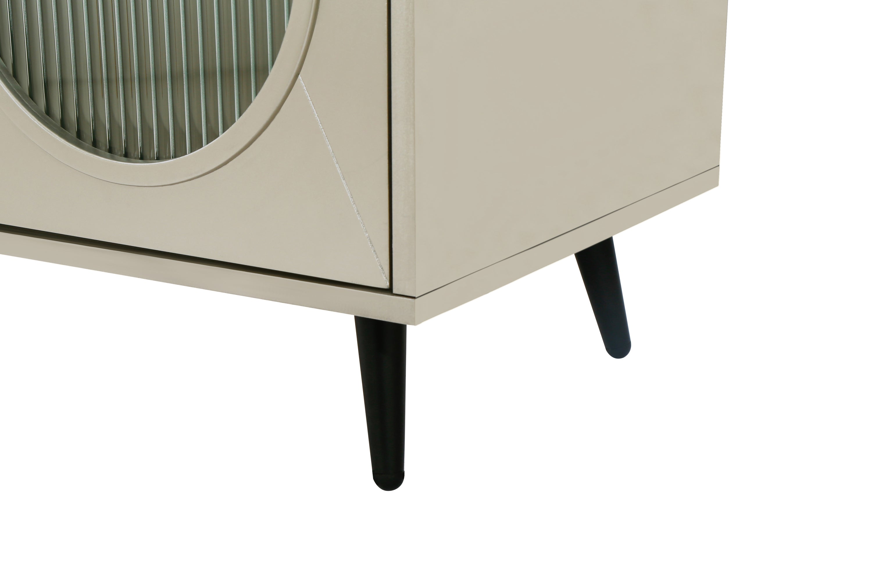 Wood TV Stand With Storage Cabinet & Adjustable Shelves