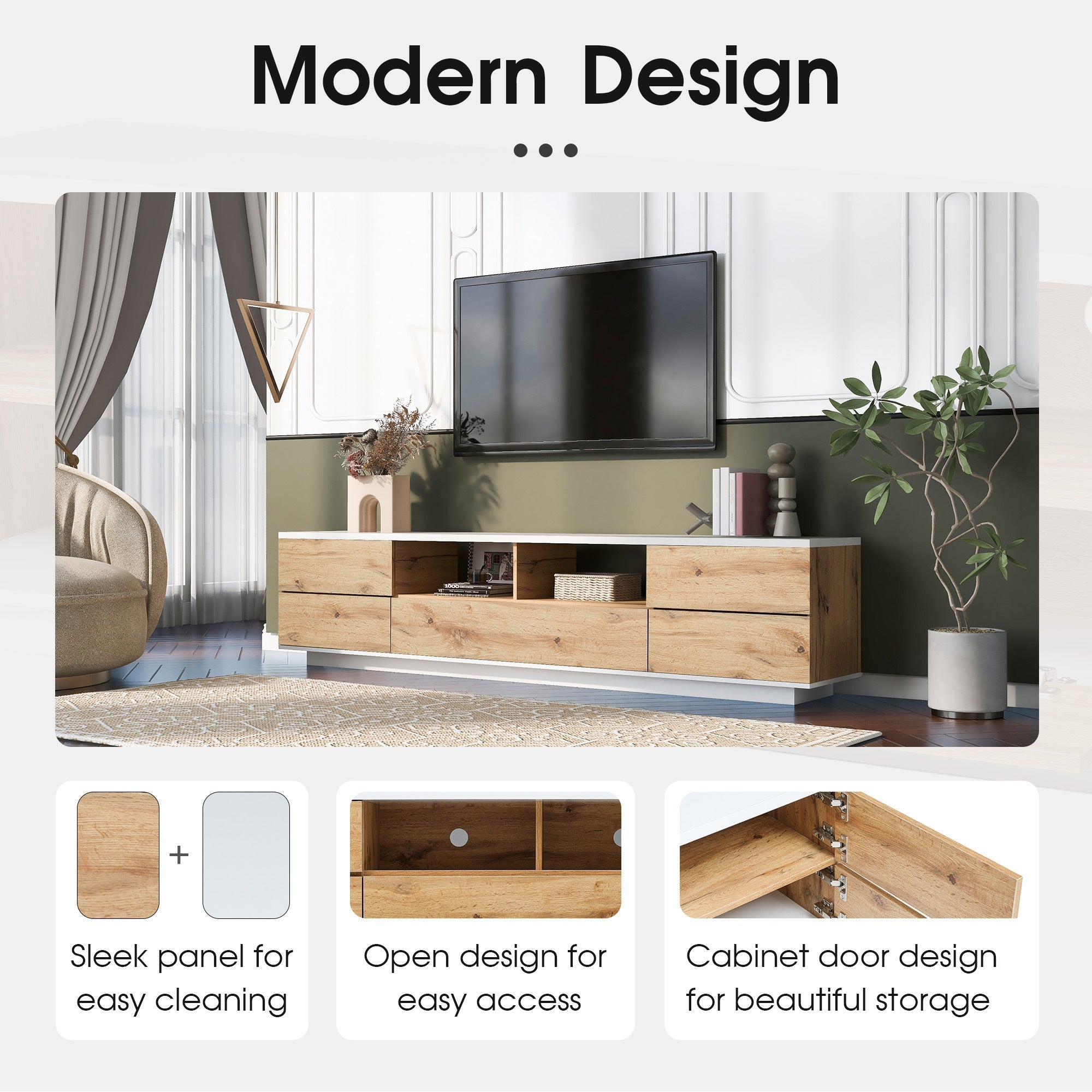 Modern TV Stand With Multi-Functional Storage