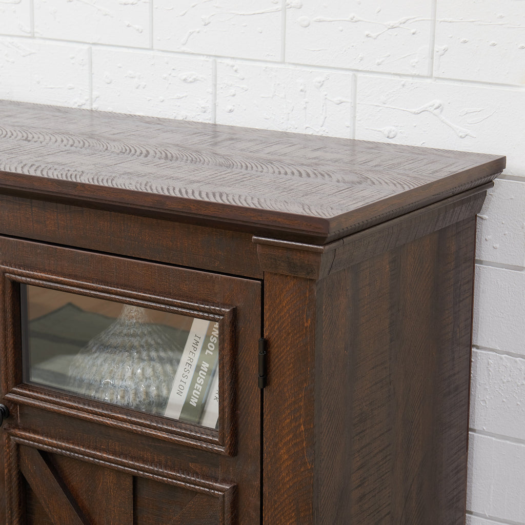 2 Doors Cabinet Farmhouse TV Stand With 18' Fireplace Insert
