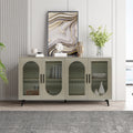 Wood TV Stand With Storage Cabinet & Adjustable Shelves