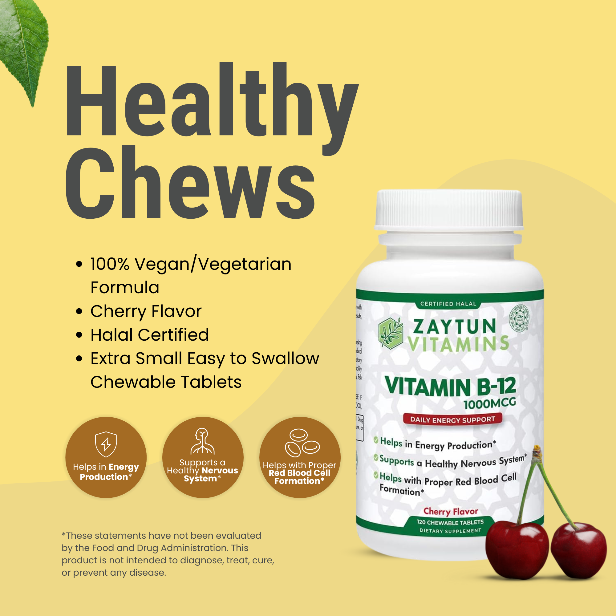Halal Vitamin B-12 Chewable Tablets (3-Pack)