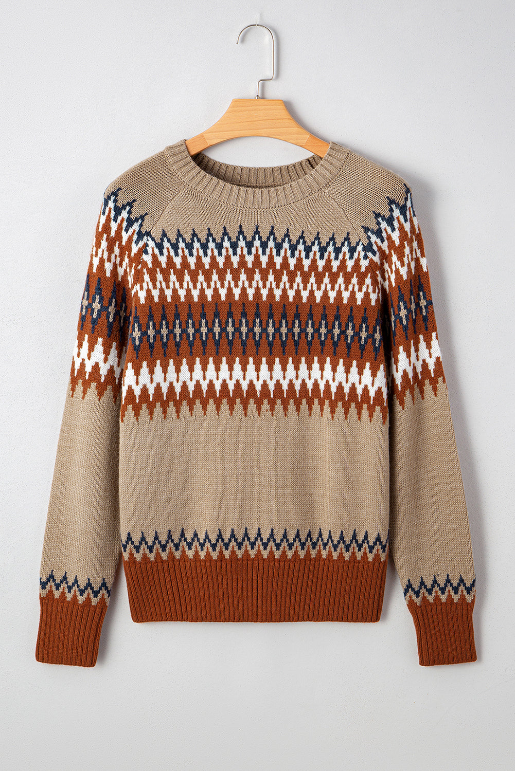 Eva Aztec Crew Neck Sweater - Threaded Pear