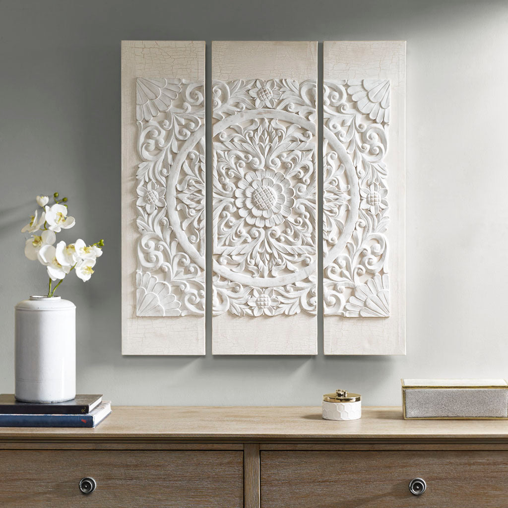 Triptych 3-Piece Dimensional Resin Canvas Wall Art Set