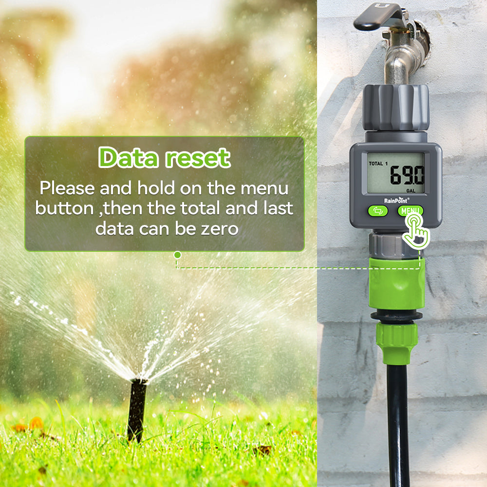 RAINPOINT Bi-Directional Measurement Digital Water Flow Meter for RV Tank Hose with Gallon/Liter Switch Indoor, Consumption & Flow Rate Monitor for Outdoor Garden Hose Sprinkler Bandit Travel Trailer by BALDR Electronic