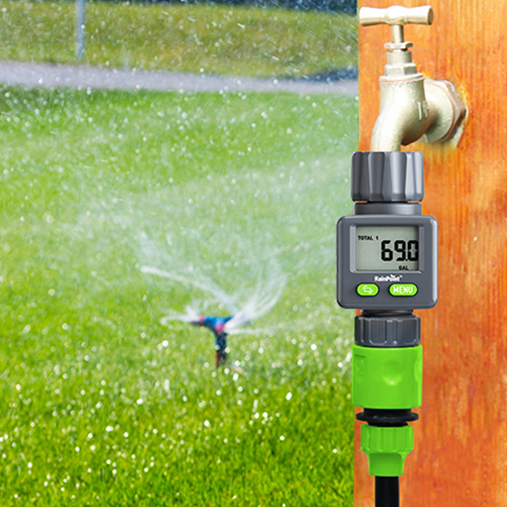 RAINPOINT Bi-Directional Measurement Digital Water Flow Meter for RV Tank Hose with Gallon/Liter Switch Indoor, Consumption & Flow Rate Monitor for Outdoor Garden Hose Sprinkler Bandit Travel Trailer by BALDR Electronic