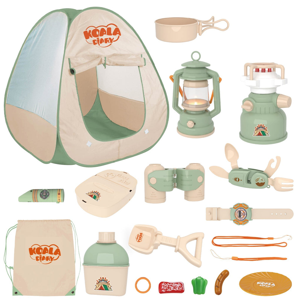 Contixo Kids Camping Set - Pretend Play Tent with Toy Campfire & Lantern by Contixo