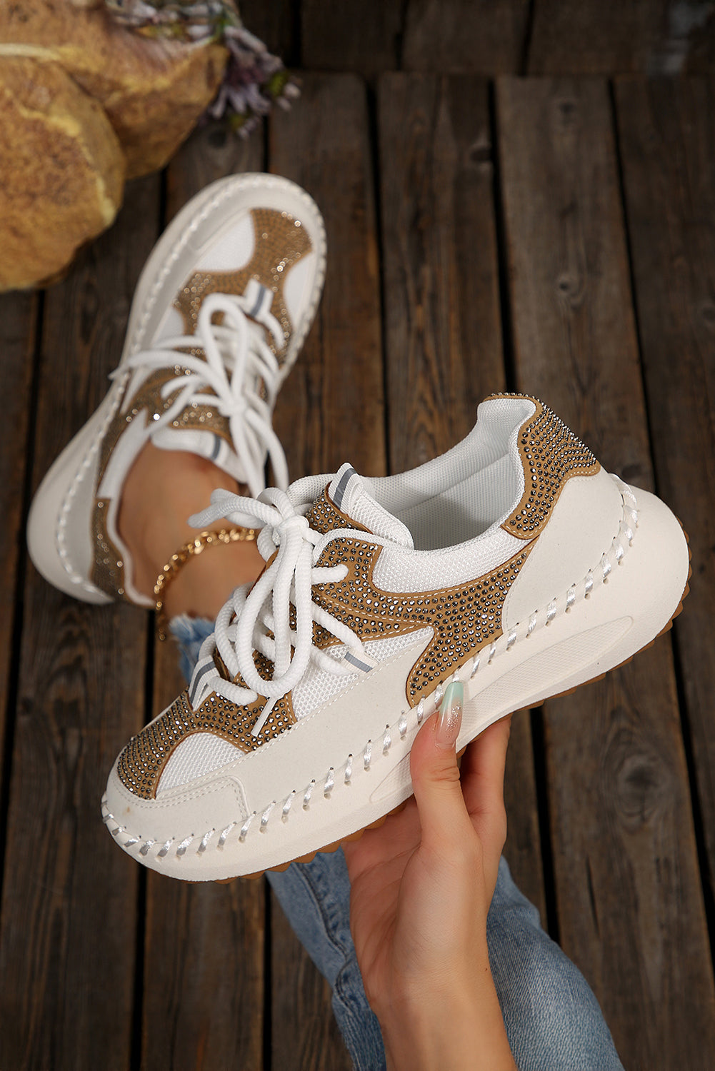 Abigail Lace Up Breathable Sneakers by Threaded Pear