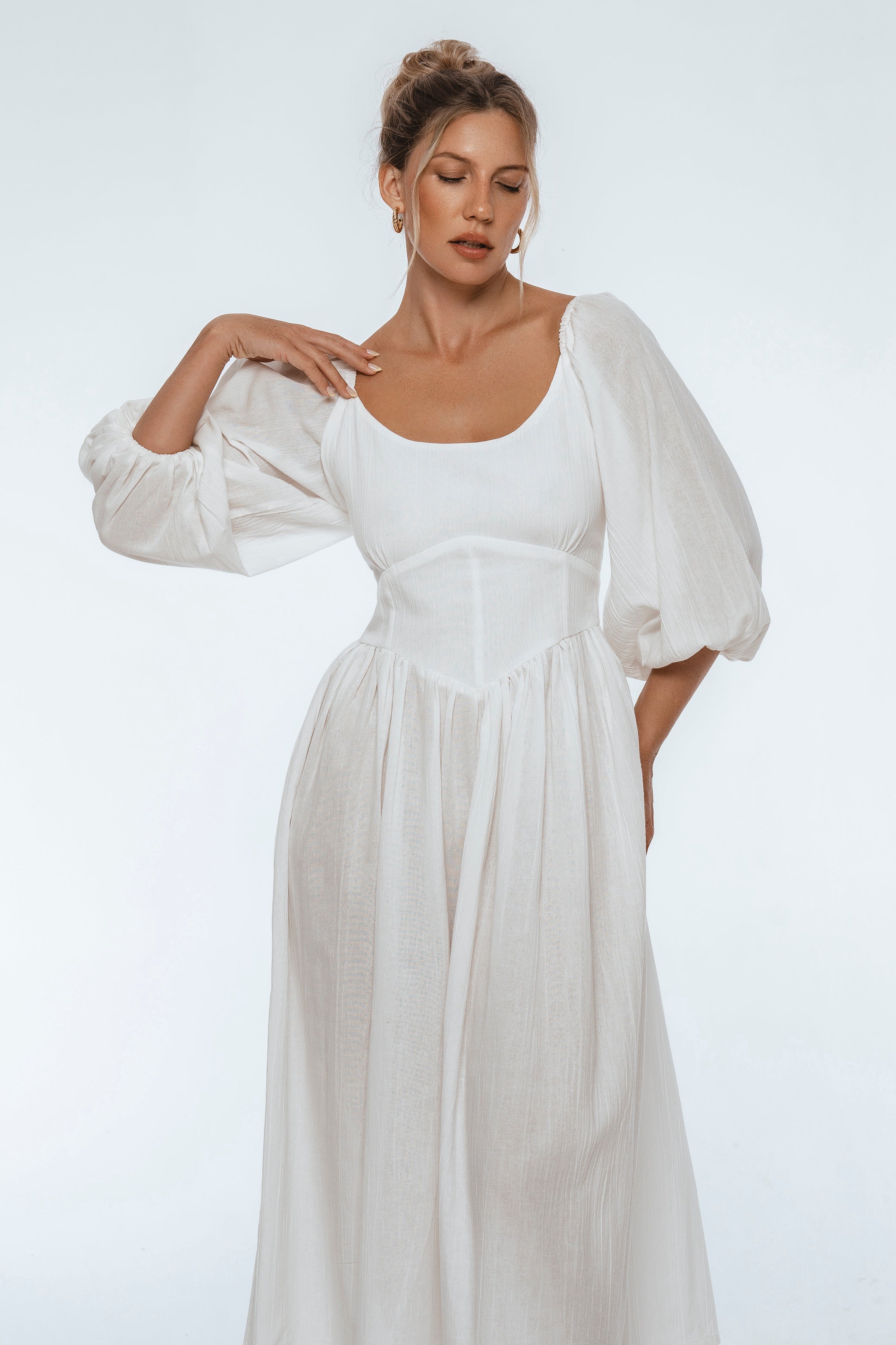 Genevieve Puff Sleeve Midi Dress
