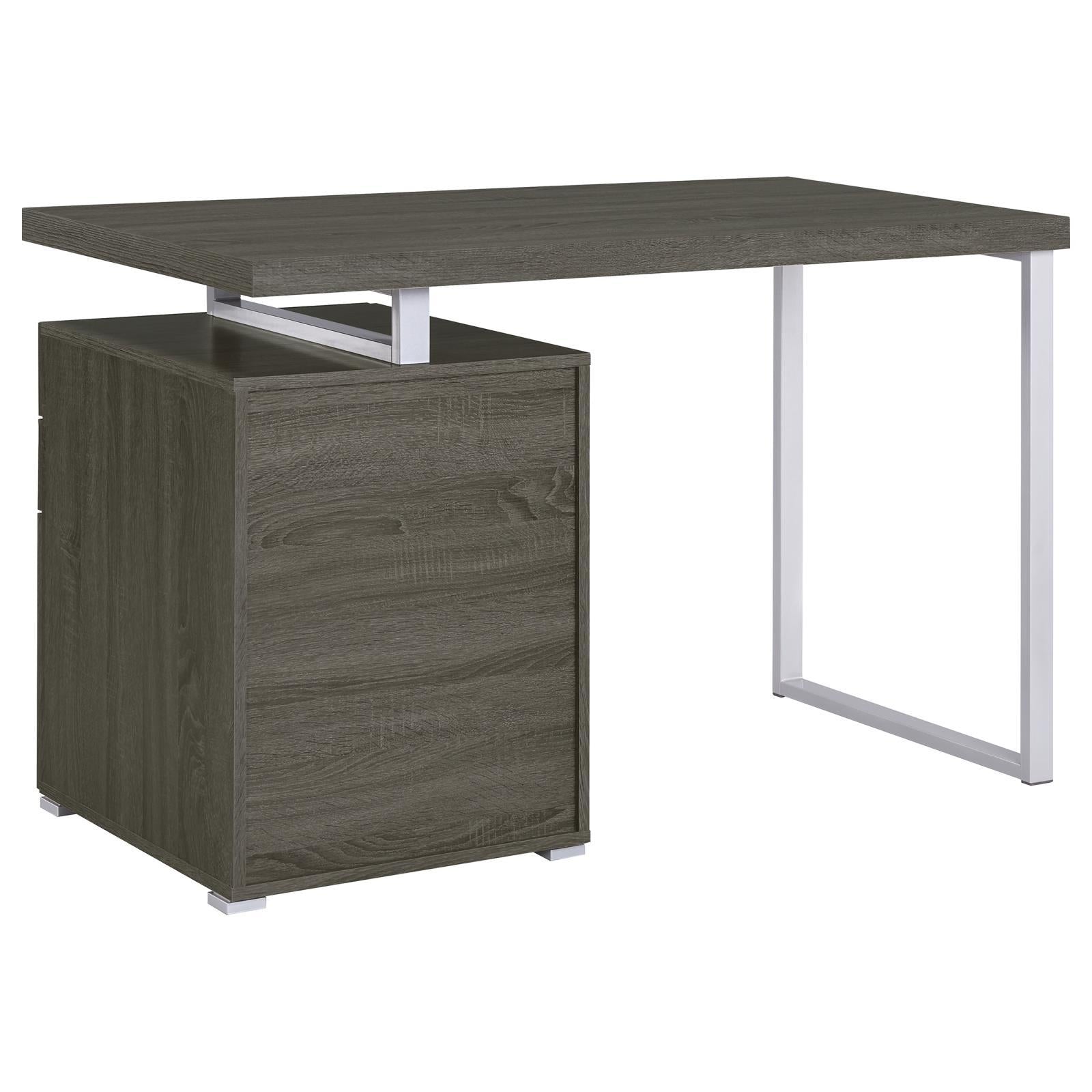Weathered Grey 3-Drawer Reversible Office Desk