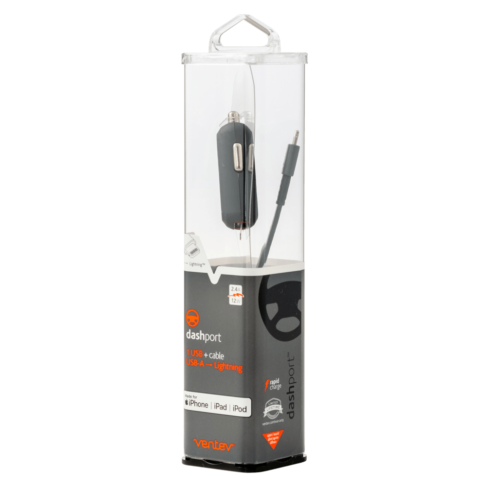 Ventev 12W USB-A Mini Car Charger and USB-A to Apple Lightning Cable by Ventev