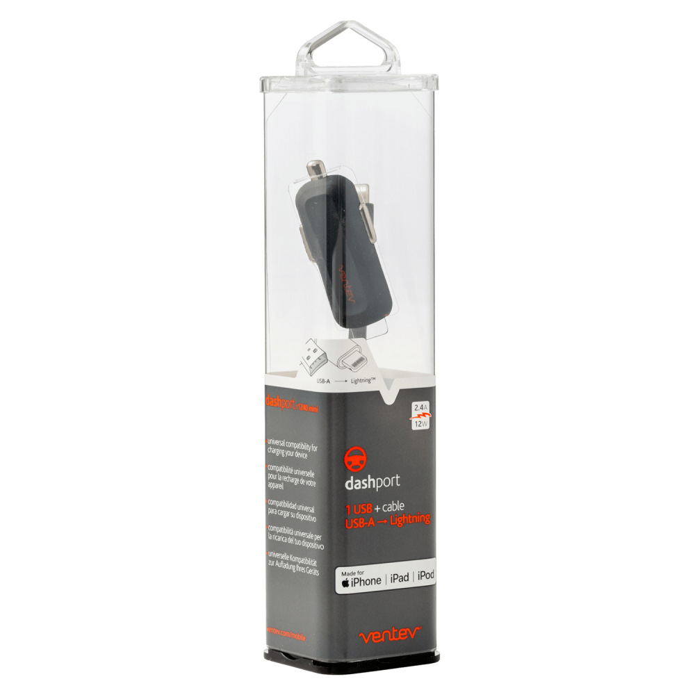 Ventev 12W USB-A Mini Car Charger and USB-A to Apple Lightning Cable by Ventev
