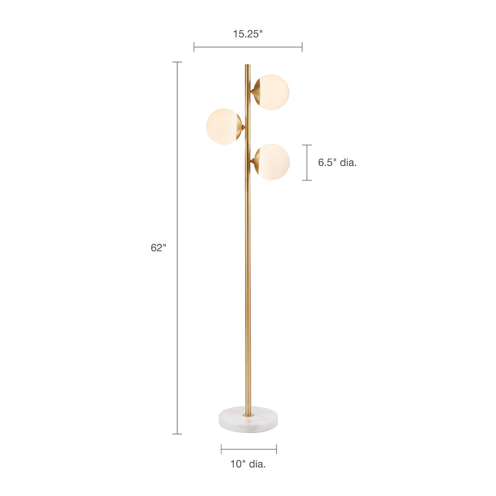 3-Globe Light Floor Lamp With Marble Base