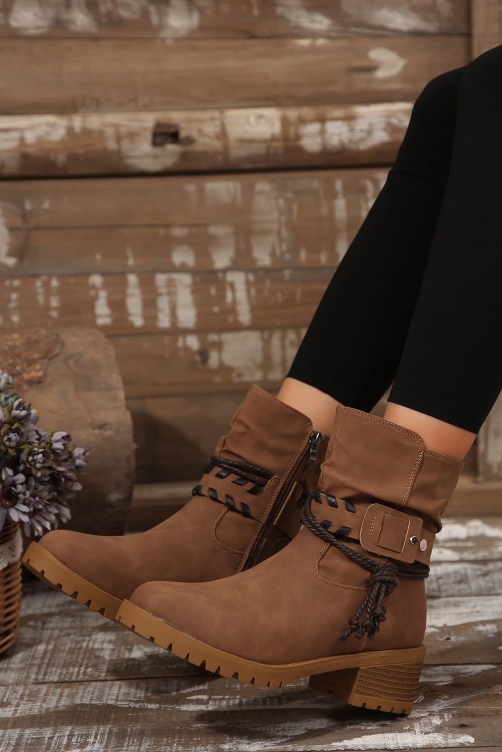 Mila Strap Side Zip Boots by Threaded Pear