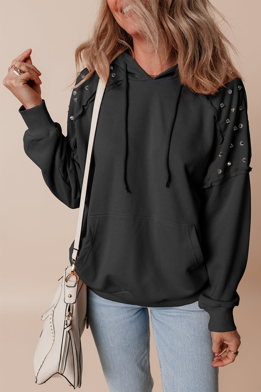 Sofia Stud Raglan Sleeve Hoodie - Threaded Pear