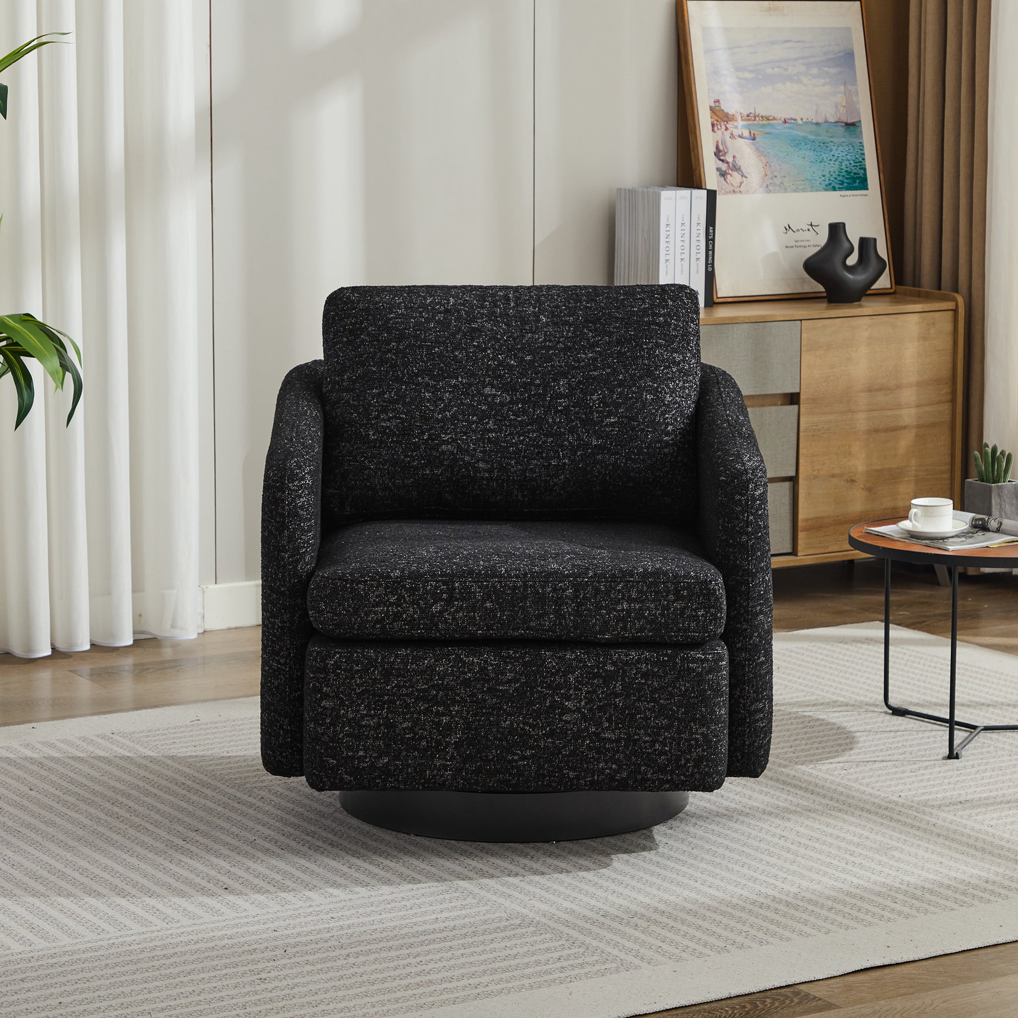 31.5"W  Comfy Round Swivel Accent Chair