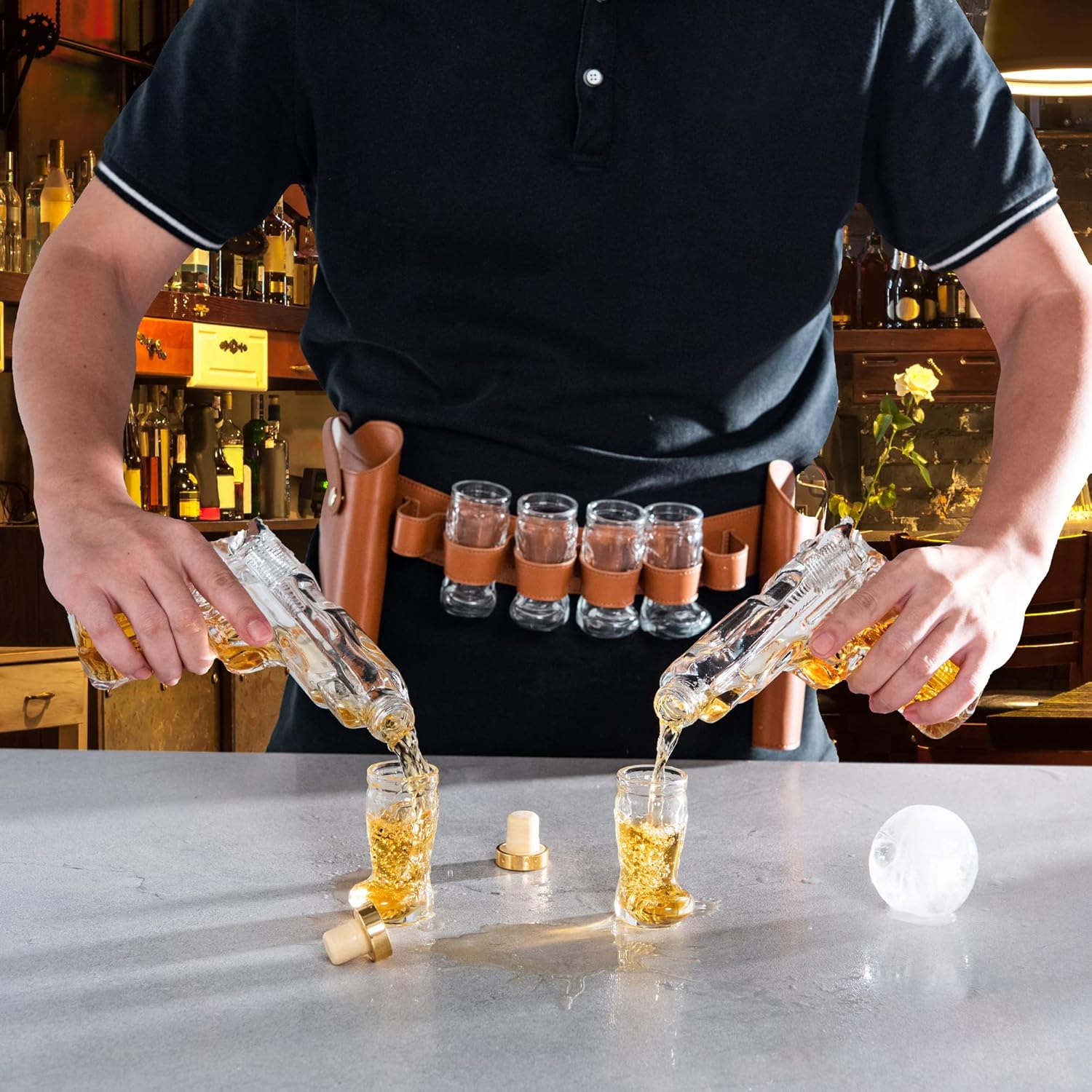Pistol & Shot Glass Decanter Set