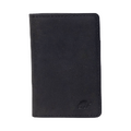 Black leather wallet with embossed bull logo