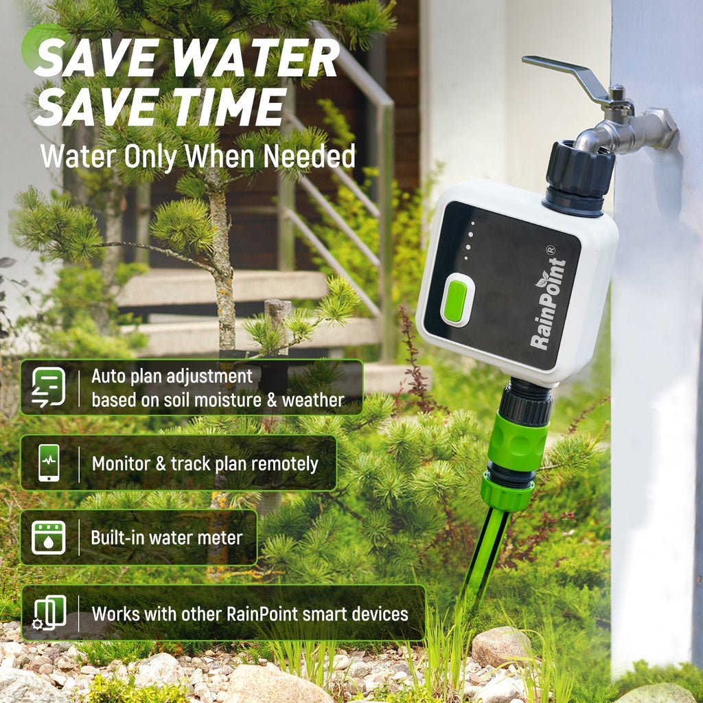 RAINPOINT Wireless Smart Water Timer for Garden Hose with Hub, Outdoor Sprinkler Irrigation, Rain Delay, APP Remote Control, WiFi Valve for Faucet Automatic Schedules Lawn,Backyard,Pool by BALDR Electronic