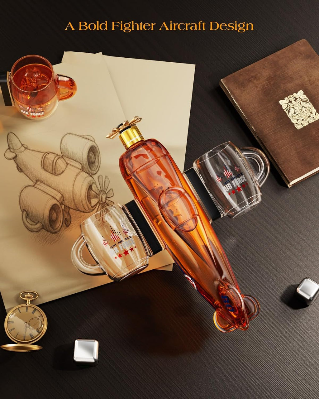 Fighter Aircraft Whiskey Decanter Set