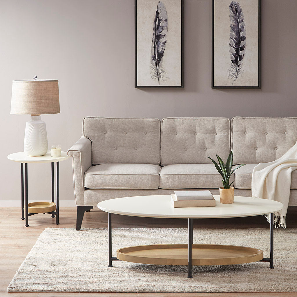 White/Natural End Table