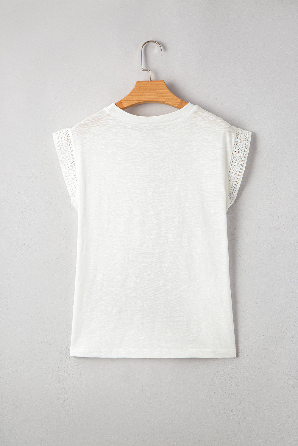 Ivy Lace Patchwork Cap Sleeve Round Neck Top - Threaded Pear