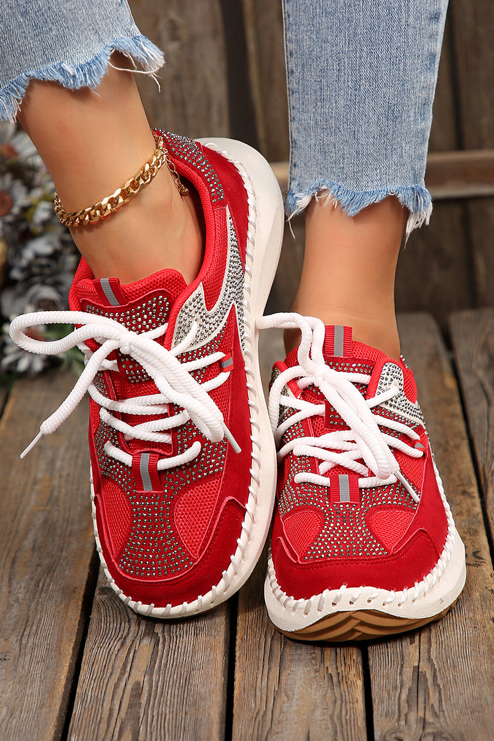 Abigail Lace Up Breathable Sneakers by Threaded Pear