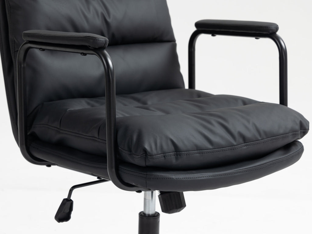 Mid Back Ergonomic PU Leather Rolling Swivel Chair