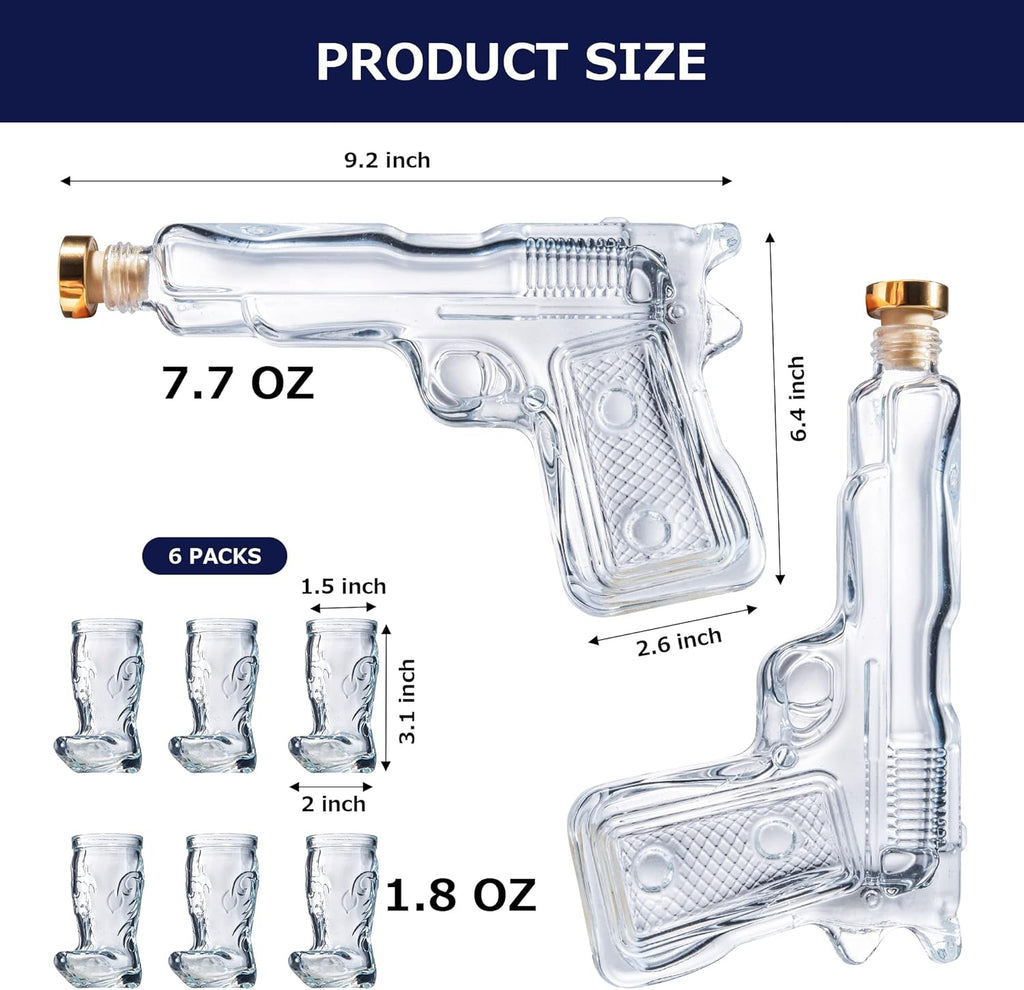 Pistol & Shot Glass Decanter Set