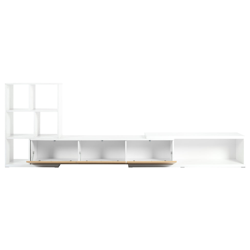 Extendable TV Stand With 3 Tier Bookshelves