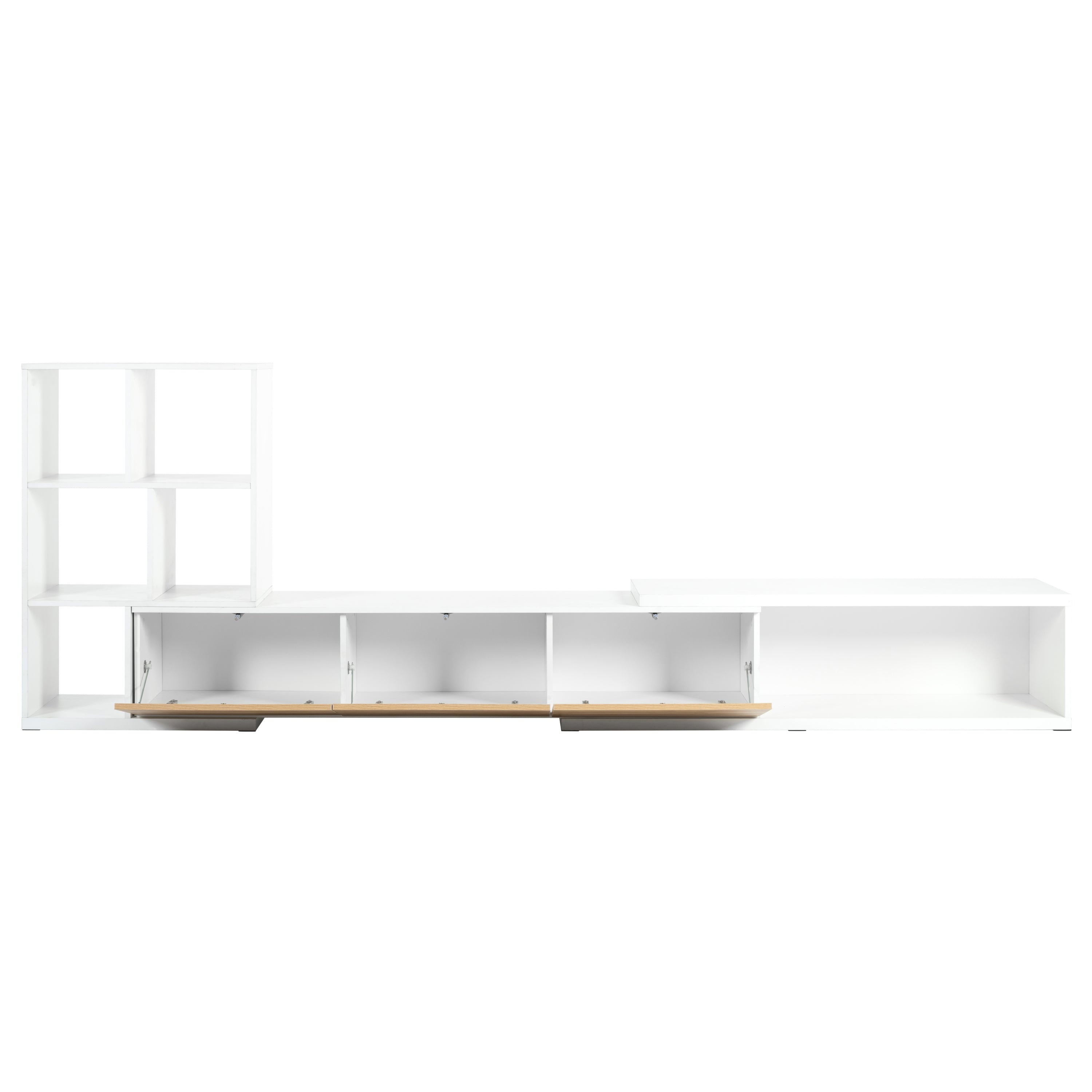 Extendable TV Stand With 3 Tier Bookshelves