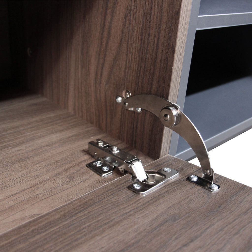 Modern TV Stand With 3 Cabinets & Open Shelves