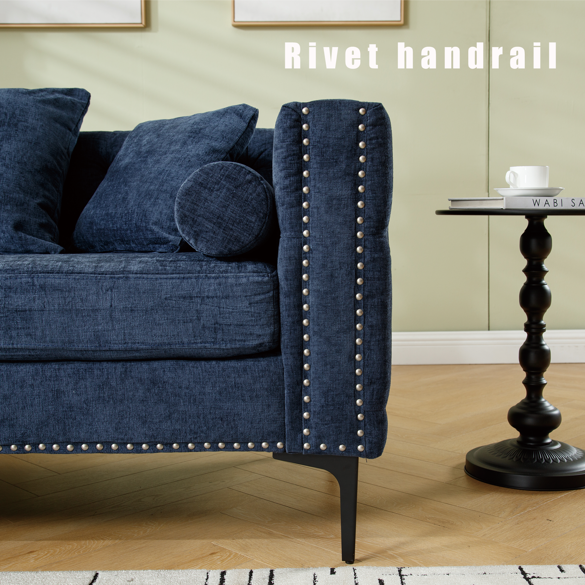 L Shaped Sectional Convertible Sofa With Storage Ottoman and Modern Tufted Style