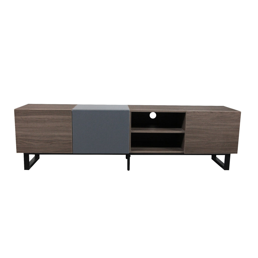 Modern TV Stand With 3 Cabinets & Open Shelves
