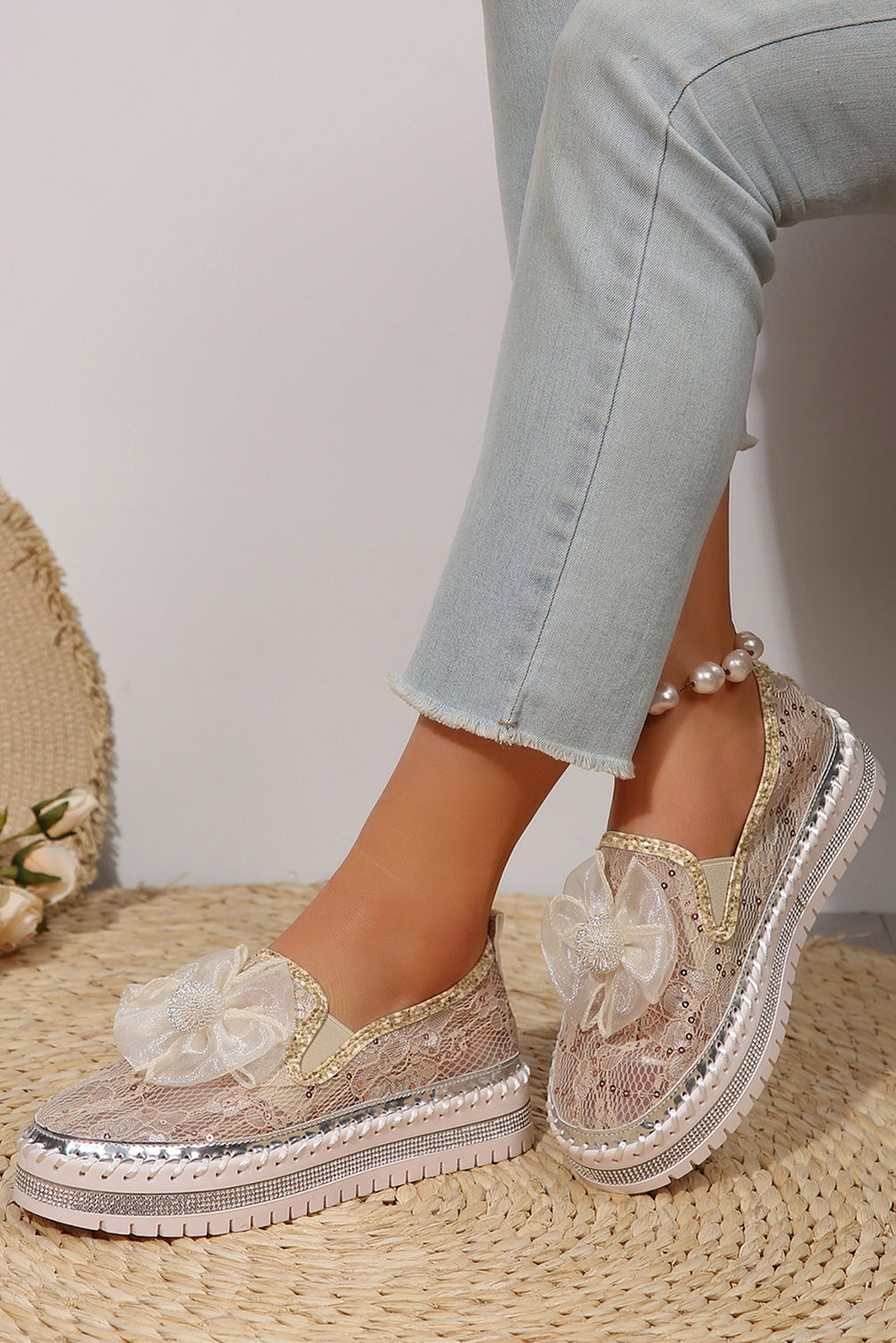 Ayah Breathable Lace Loafer Shoes by Threaded Pear