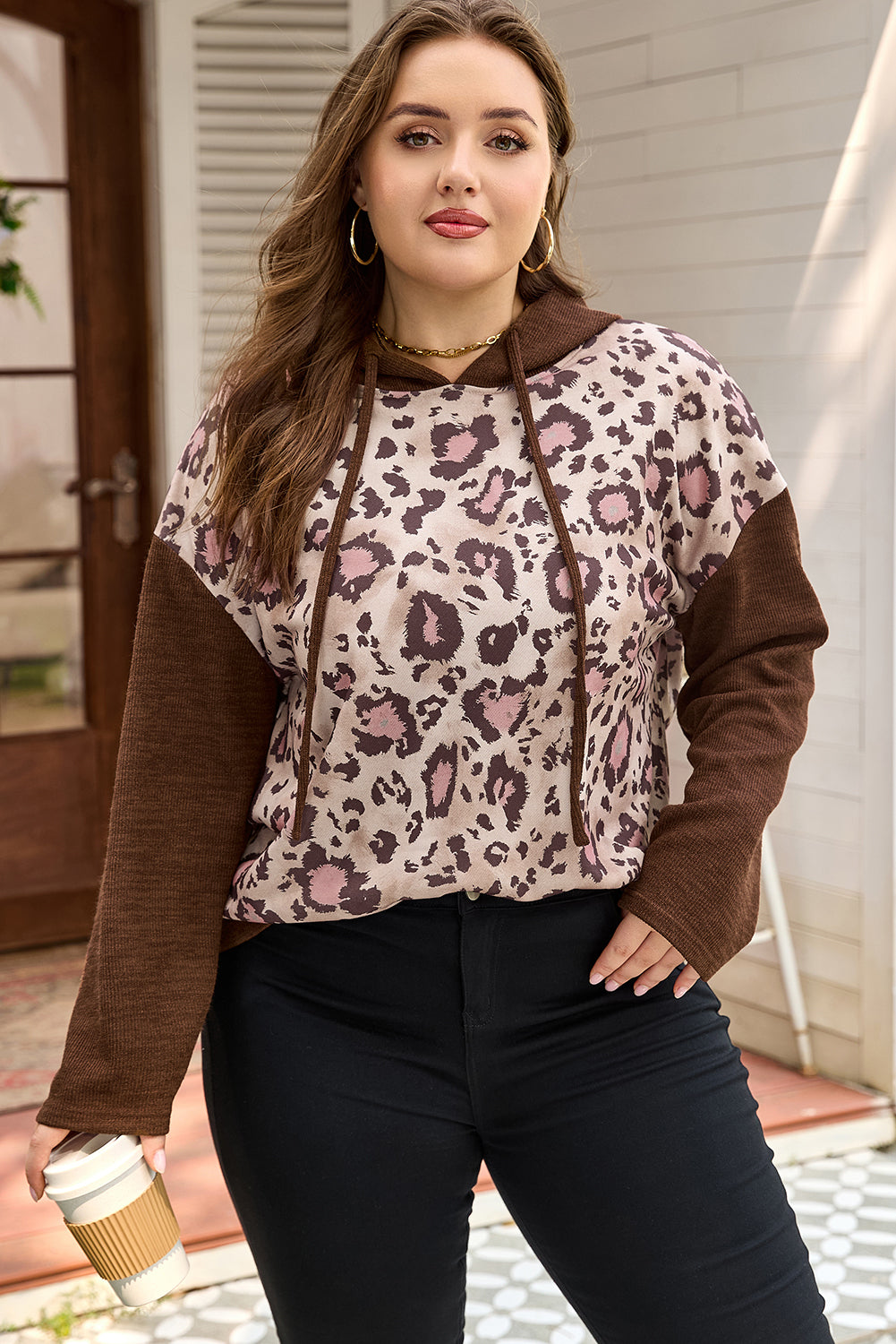 Scarlett Print Knit Patchwork Hoodie - Threaded Pear
