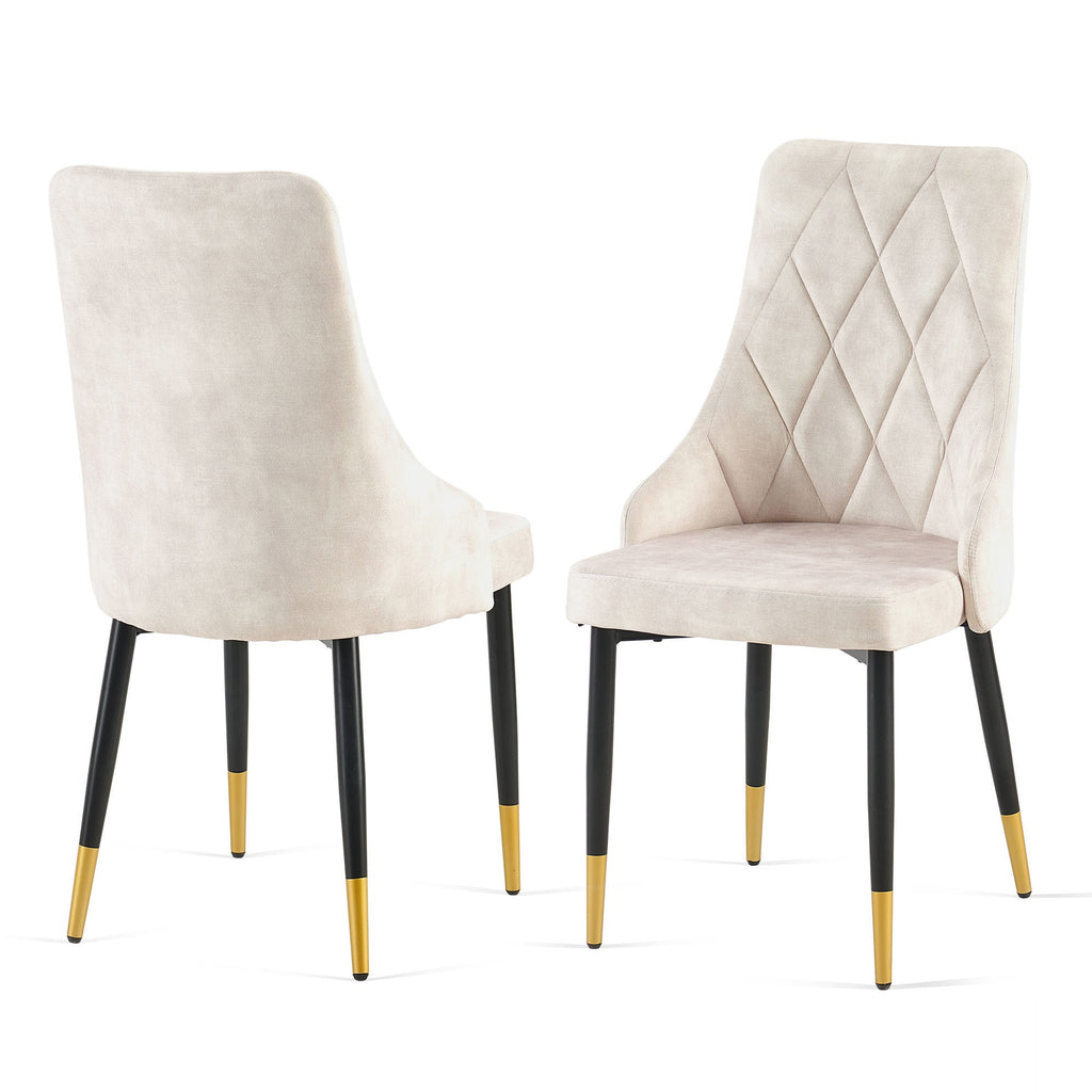Set of 4 Beige Armless Dining Chairs