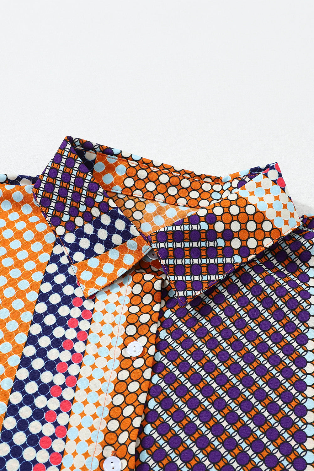 Brown Dot Print Long Sleeve Button Down Shift PLUS Shirt by Threaded Pear