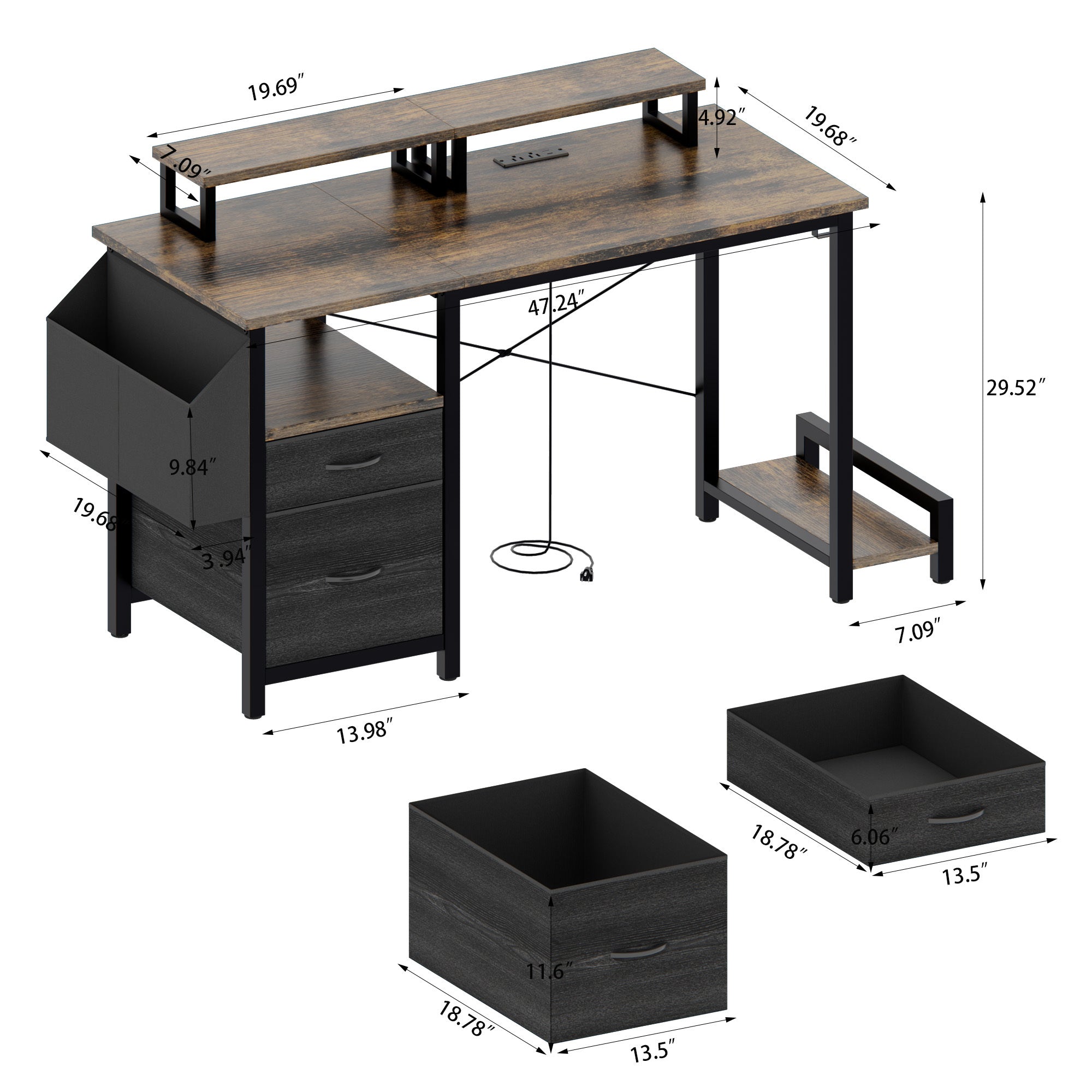 47.27'Office Desk With Power Outlet